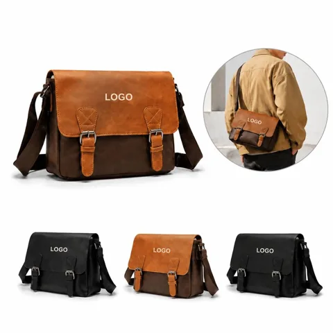 Retro Faux Leather Crossbody Shoulder Bag with Zip
