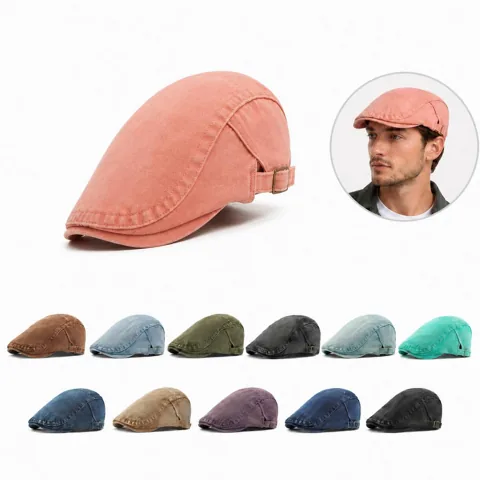 Denim Cotton Newsboy Cap with Pre-Curved Brim 2