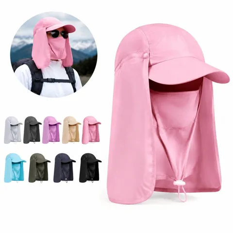 Outdoor UV Protection Hat with Wide Brim and Face Cover 2