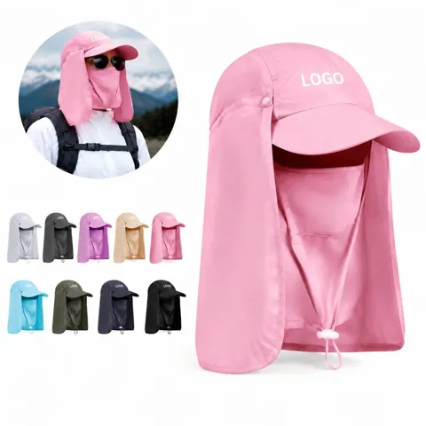 Outdoor UV Protection Hat with Wide Brim and Face Cover