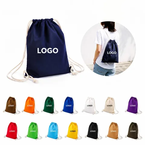 Cotton Canvas Drawstring Backpack for Daily Use 1