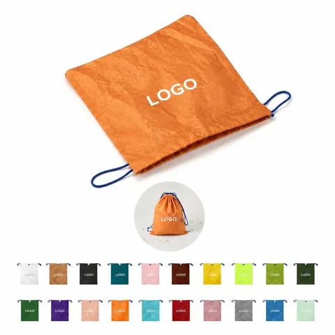 Lightweight Water-Resistant Coated Fabric Drawstring Carry Bag