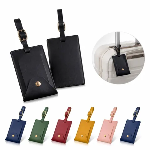 Durable Leather Travel Luggage ID Tag with Clear Window 2