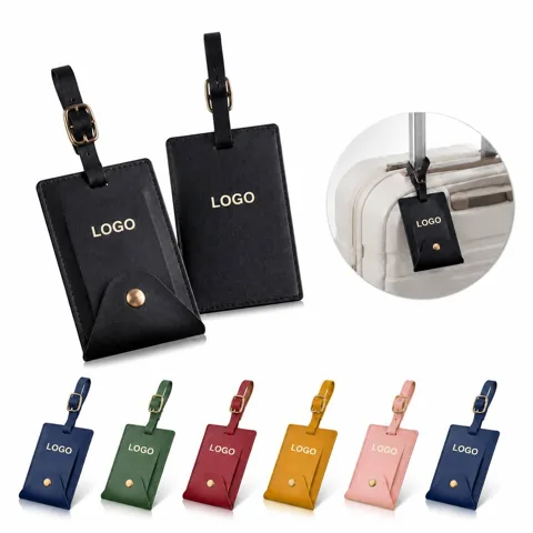 Durable Leather Travel Luggage ID Tag with Clear Window 1