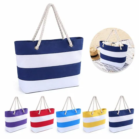 Durable Canvas Beach Tote Bag with Zipper 2