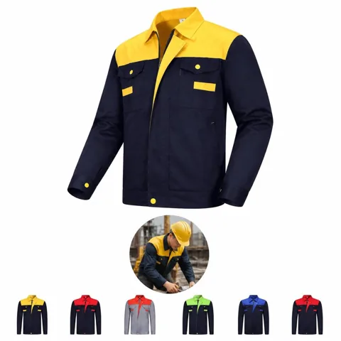 Color Block Work Jacket with Reinforced Stitching 2