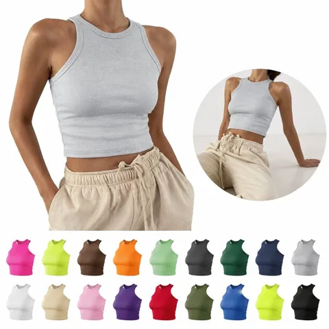 Women's Sleeveless Racerback Athletic Crop Top 2