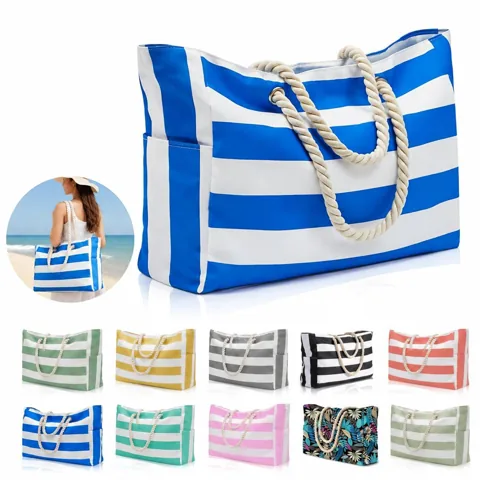 Waterproof Sandproof Foldable Beach Tote with Zipper 2