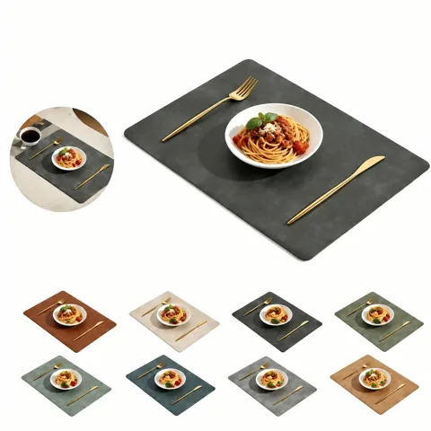 Wipe-Clean Faux Leather Dining Table Mats 2
