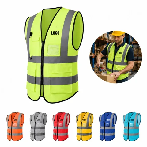 Safety Reflective Vest with Breathable Mesh and Adjustable