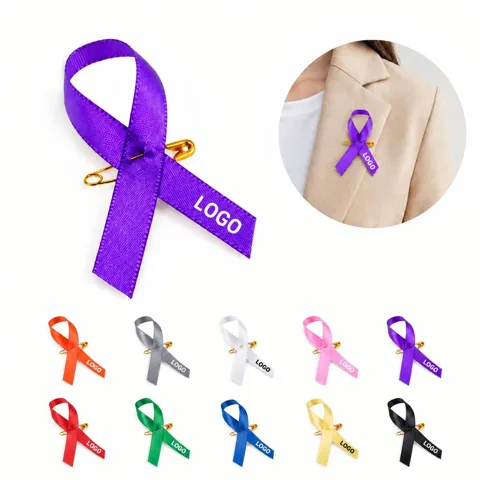 Awareness Ribbon Pins in Satin Fabric 1