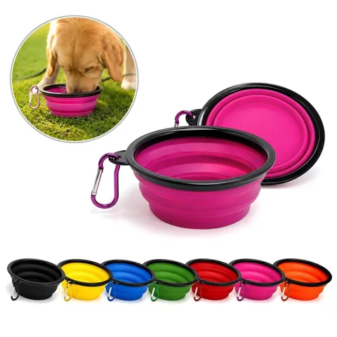Portable Foldable Pet Bowl with Carabiner for Travel 2