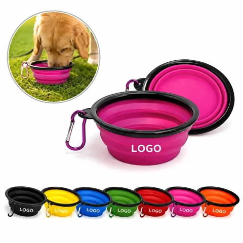 Portable Foldable Pet Bowl with Carabiner for Travel