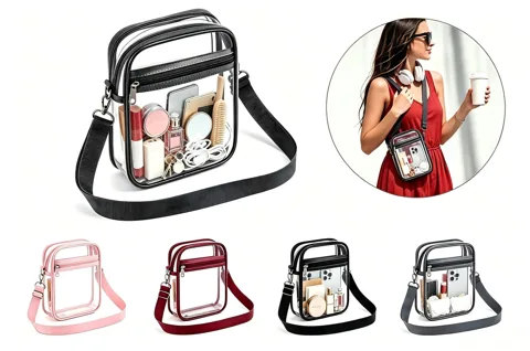 Transparent PVC Crossbody Stadium Bag Adjustable Strap 2
