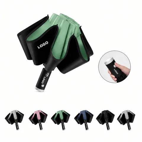 LED Lighted Umbrella with Reflective Canopy
