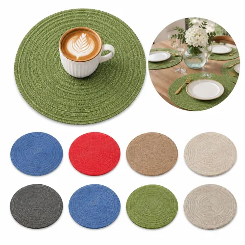 Round Woven Placemats for Dining Table Protection 2
