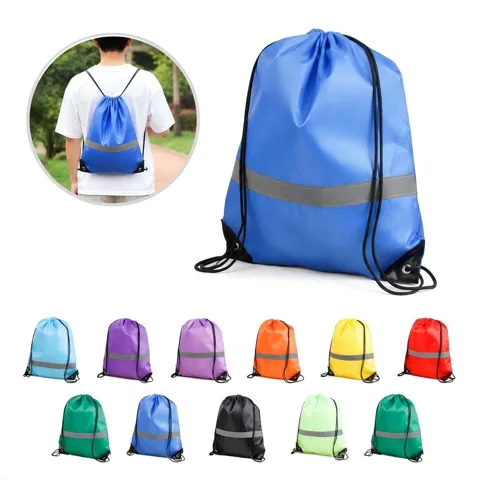 Reflective Drawstring Backpack Lightweight for Outdoor Use 2