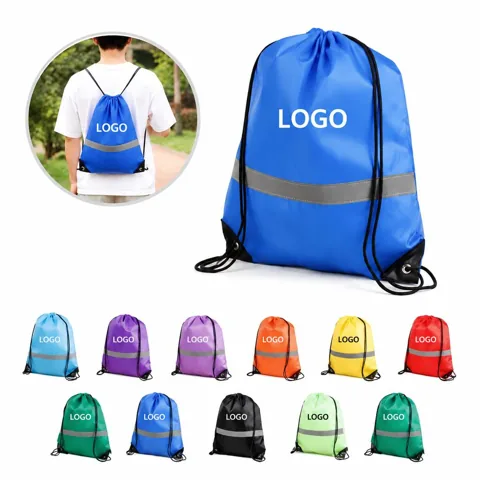 Reflective Drawstring Backpack Lightweight for Outdoor Use