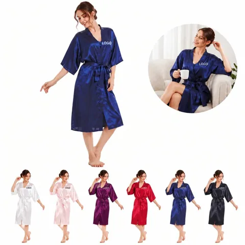Elegant Satin Wrap Robe with Pockets for Lounging