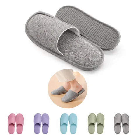 Disposable Linen Slip-On Slippers for Guests 2