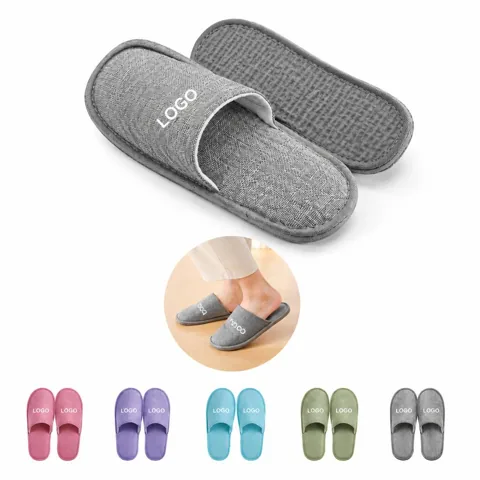 Disposable Linen Slip-On Slippers for Guests 1