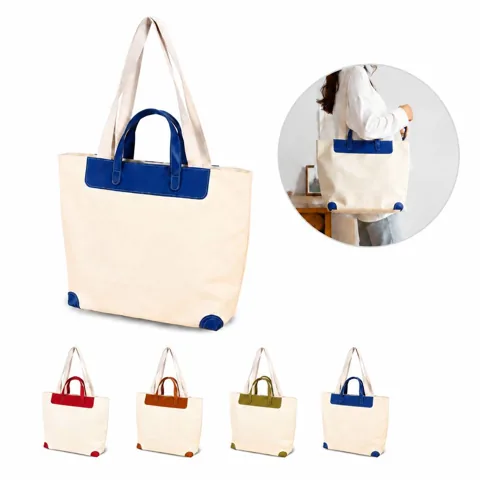 Durable Canvas Dual-Use Shopping Tote with Shoulder Strap 2