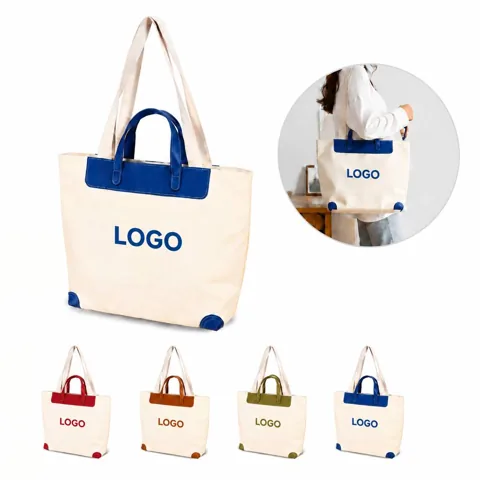 Durable Canvas Dual-Use Shopping Tote with Shoulder Strap