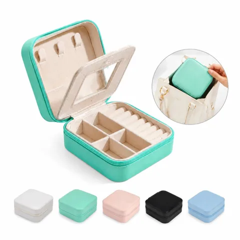 Compact Jewelry Storage Box with Compartments and Hooks 2