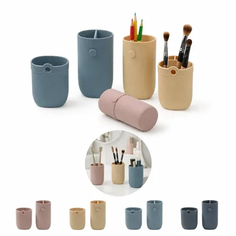 Silicone Makeup Brush Organizer Bag, Waterproof Travel Case 2