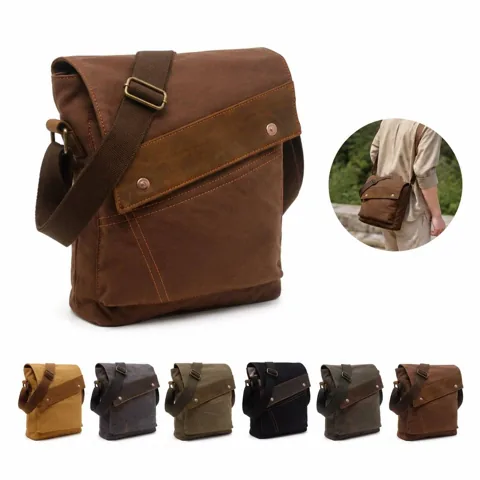 Cotton Canvas Crossbody Messenger Bag with Adjustable Strap 2
