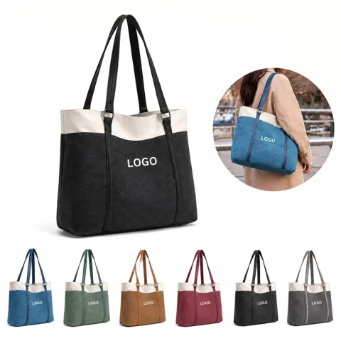 Durable Canvas Commuter Tote with Padded Laptop Compartments