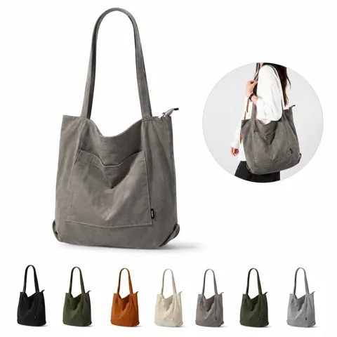 Water-Resistant Corduroy Tote Bag for Daily Use 2