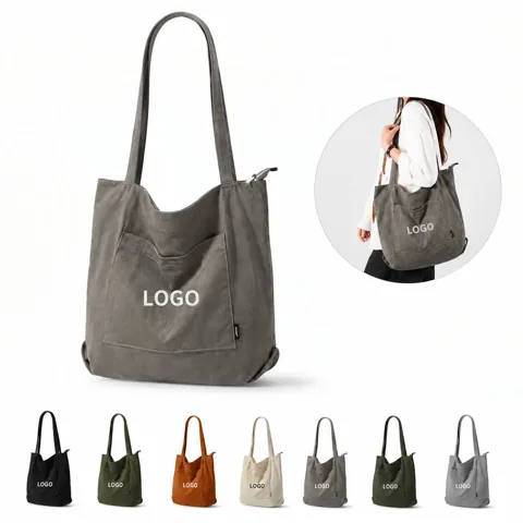 Water-Resistant Corduroy Tote Bag for Daily Use