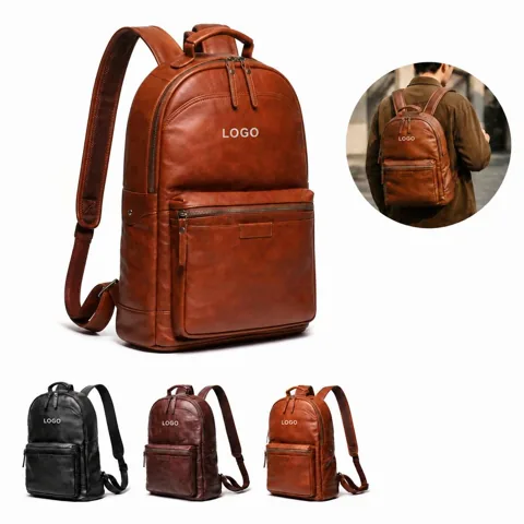 Vintage Top Grain Leather Backpack for Commute